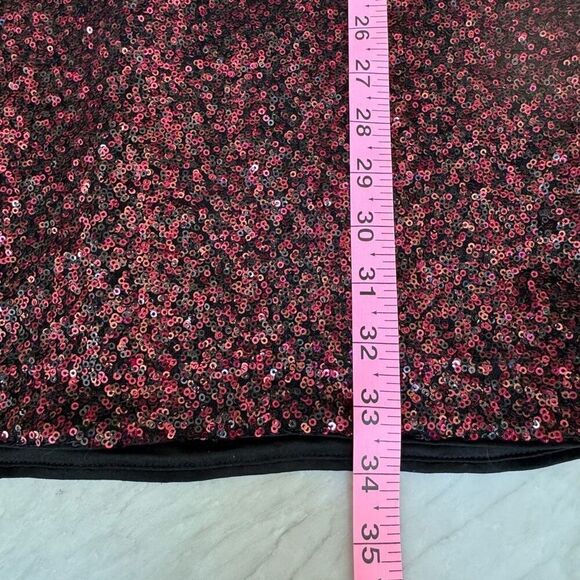 Express Burgundy Sequin Dress Size 6 Womens Bodycon Fitted V-neck Back zip - Picture 10 of 10